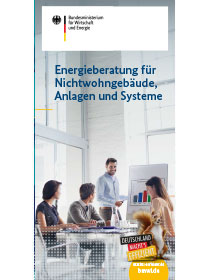 Cover des Flyers "Energieberatung für Nichtwohngebäude, Anlagen und System"; Quelle: BMWi