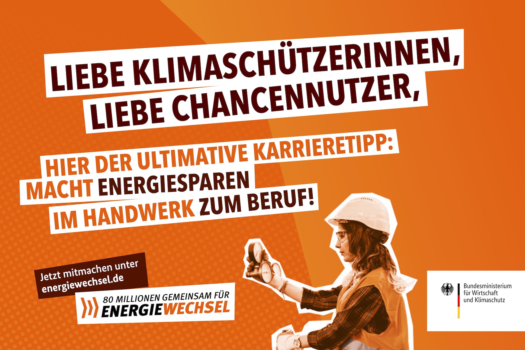 Kampagnenmotiv „Liebe Klimaschützerinnen” | 80 Millionen gemeinsam für Energiewechsel