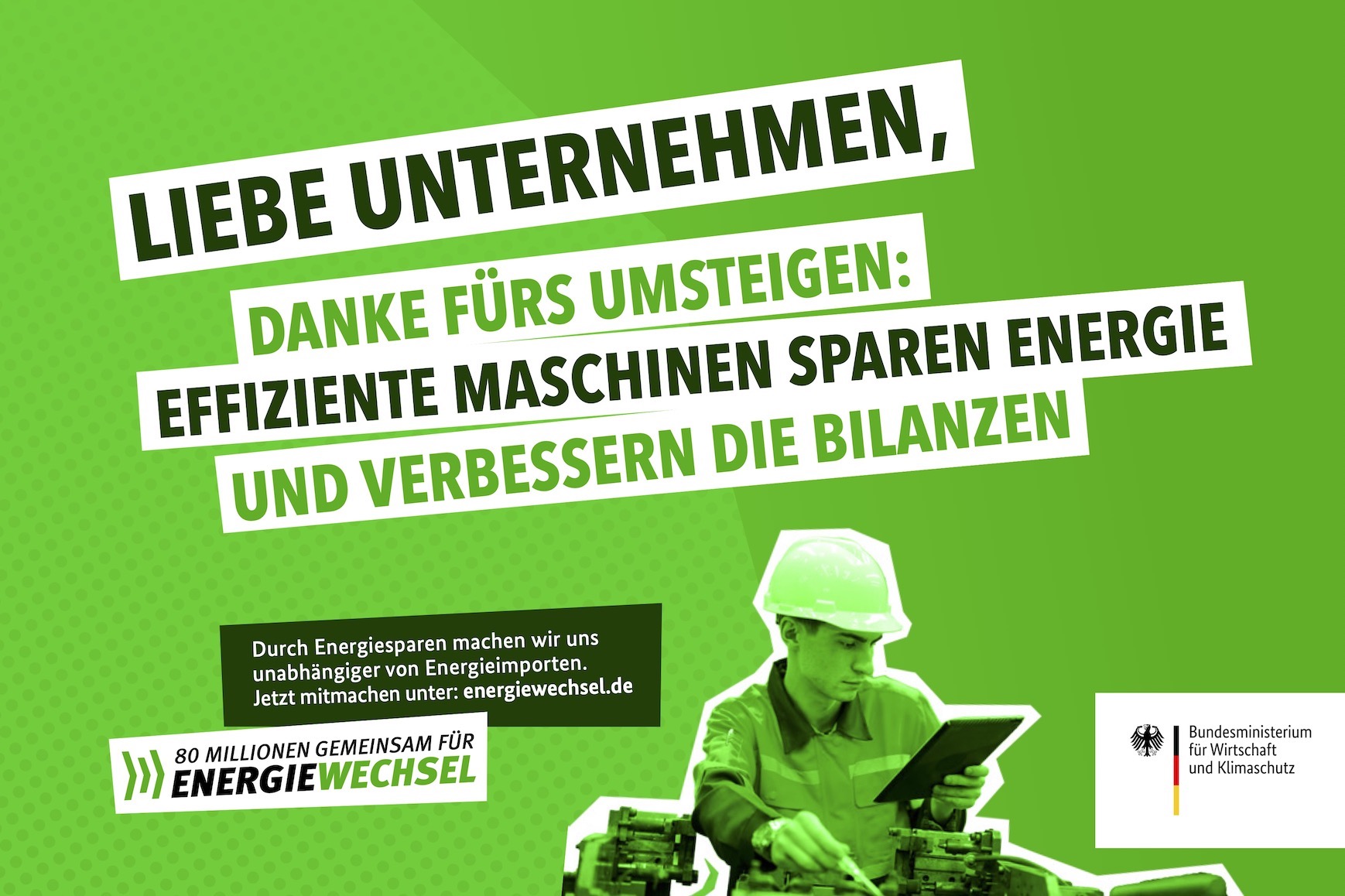 Kampagnenmotiv „Liebe Unternehmen” | 80 Millionen gemeinsam für Energiewechsel
