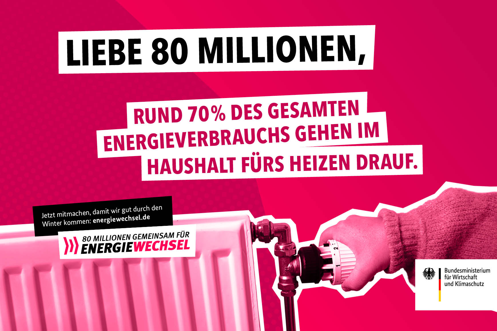 Kampagnenmotiv „Liebe 80 Millionen” (Heizen) | 80 Millionen gemeinsam für Energiewechsel