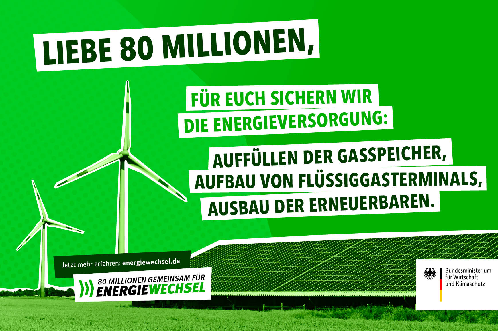 Kampagnenmotiv „Liebe 80 Millionen” (Sichere Energieversorgung) | 80 Millionen gemeinsam für Energiewechsel